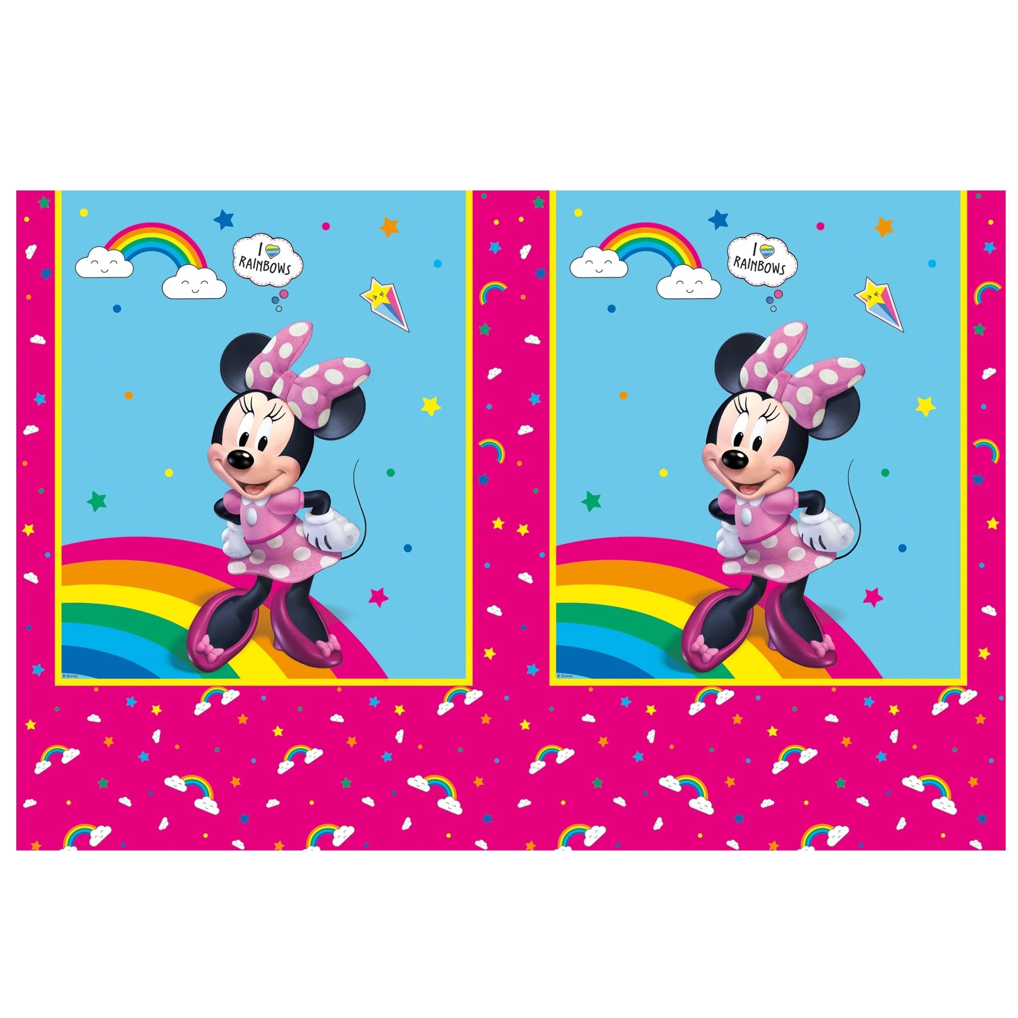 Procos Minnie Mouse Tablecloth as Decoration for Children's Birthday Parties and Themed Parties Size: 120 x 180 cm, Wipe-Clean, Reusable, Children's Birthday Party Table Cover
