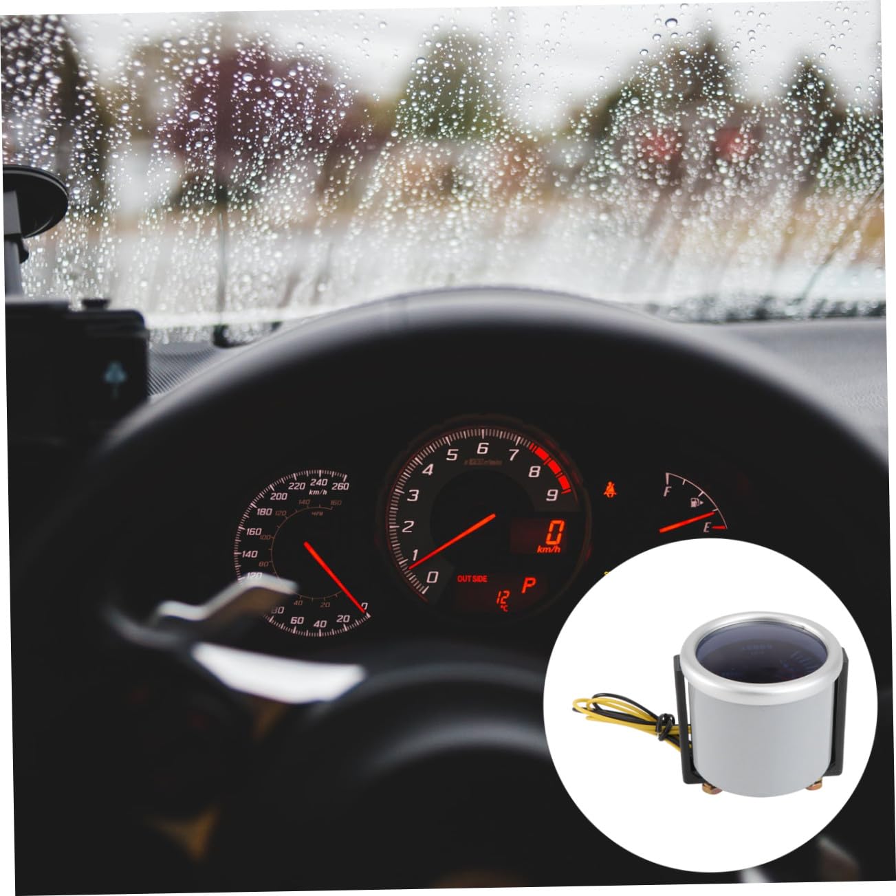 Cabilock Engine Temperature Gauge Oil Temp Gauge Bezel Auto Led Pointer Car Tachometer Easy Install
