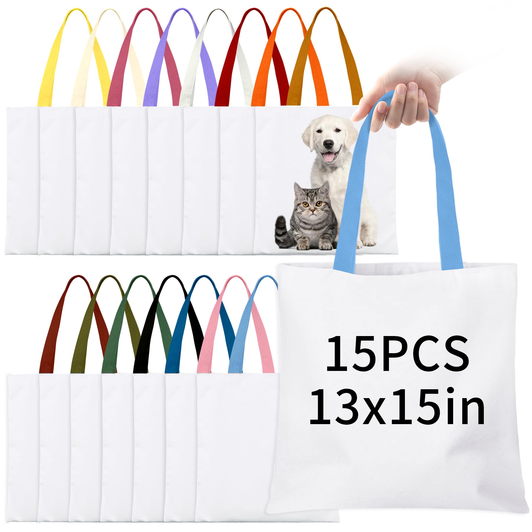 15 Pack Sublimation Blanks Tote Bags,13