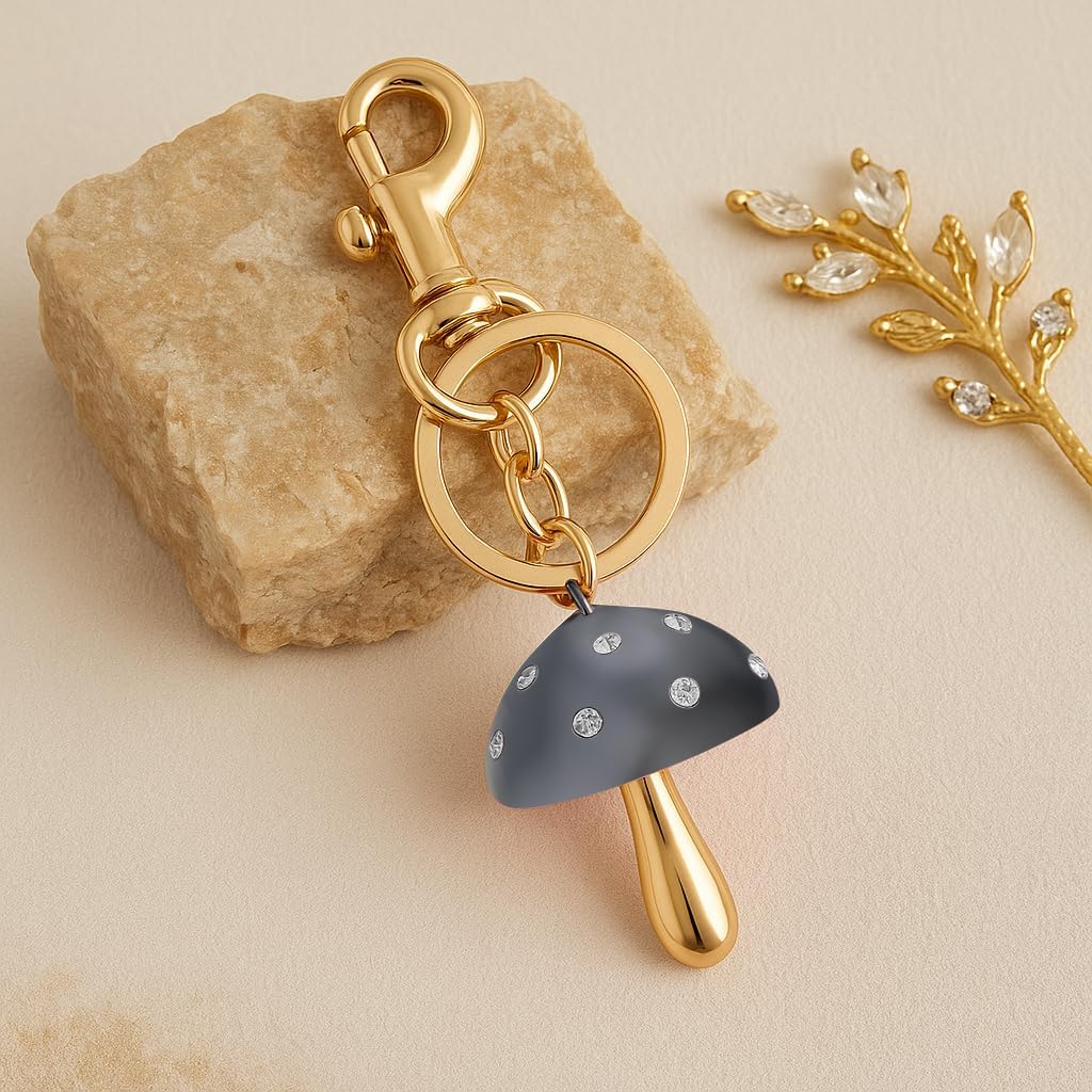 Stylish Mushroom Keychain Rearview Mirror Charm Fancy Handbag Purse Charms for Women Accessory Car Key Chain - Image 4