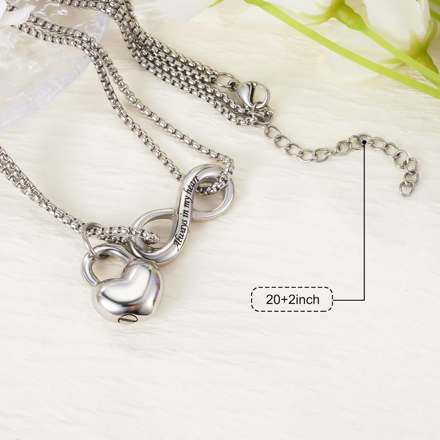 Infinite Heart Urn Necklace for Ashes Cremation Jewelry for Women Ashes Necklace for Human Ashes Memorial Necklace - Image 2