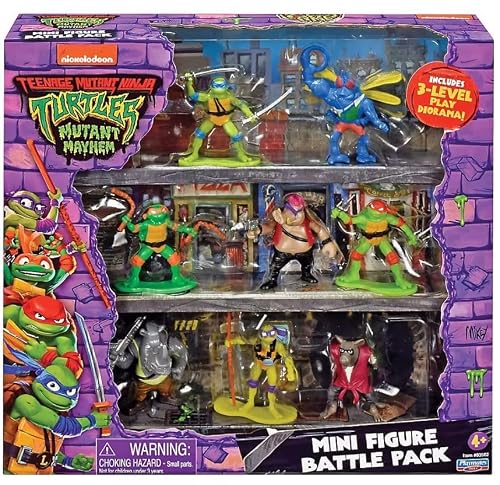 PlayMates Teenage Mutant Ninja Turtles: Mutant Mayhem Mini Figure Battle Pack, Green - Thumbnail 4