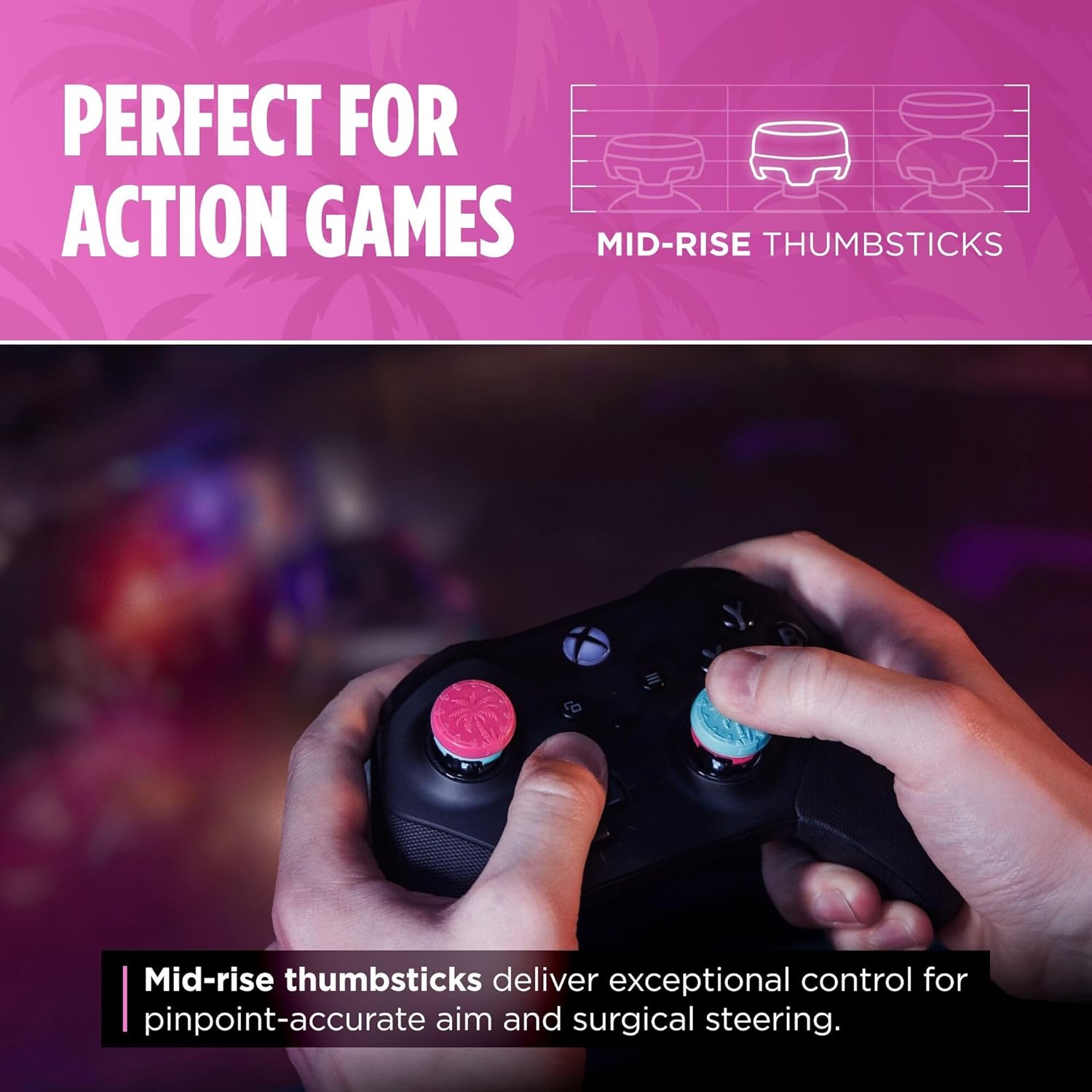 KontrolFreek Action Adventure Performance Thumbsticks – Heist Edition for Xbox One & Xbox Series X|S Controller | Pink/Blue 7