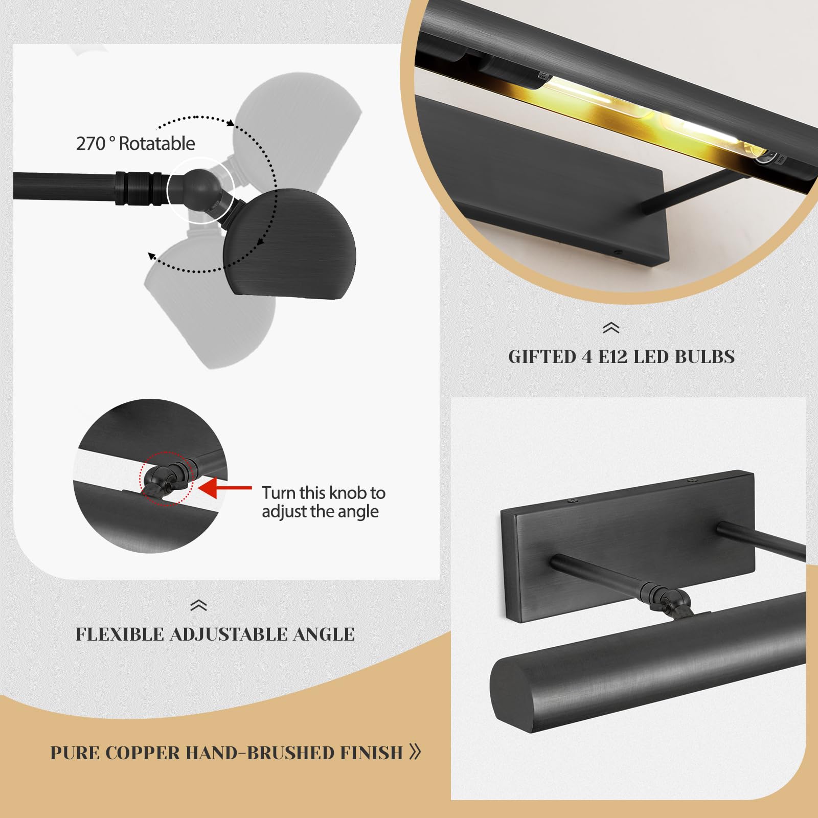 Luz de imagen cableada con diseño ajustable para iluminación de arte de pared