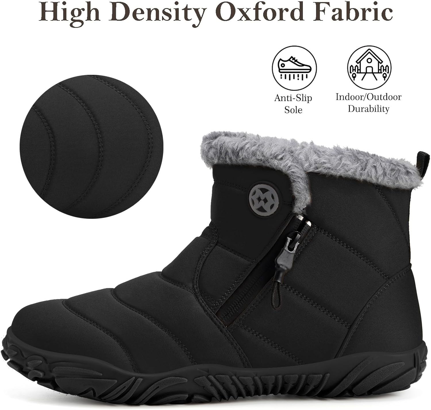 Womens Mens Barefoot Snow Boots Warm Ankle Booties Fur Lined Winter Shoes Outdoor Sneakers with Zero Drop Sole & Wide Toe Box - Image 2