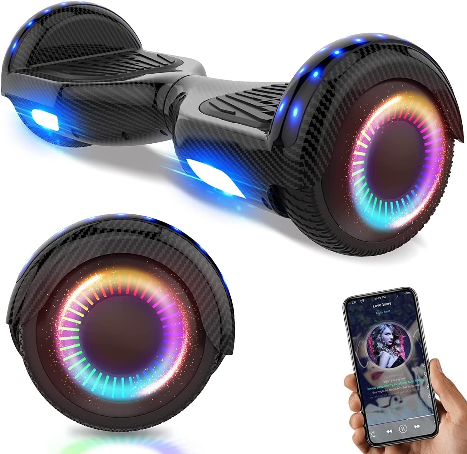 GeekMe Hoverboards,Hoverboards for kids,Hoverboards with Bluetooth Speaker,Strong Dual Motor,LED lights,Gift for kids