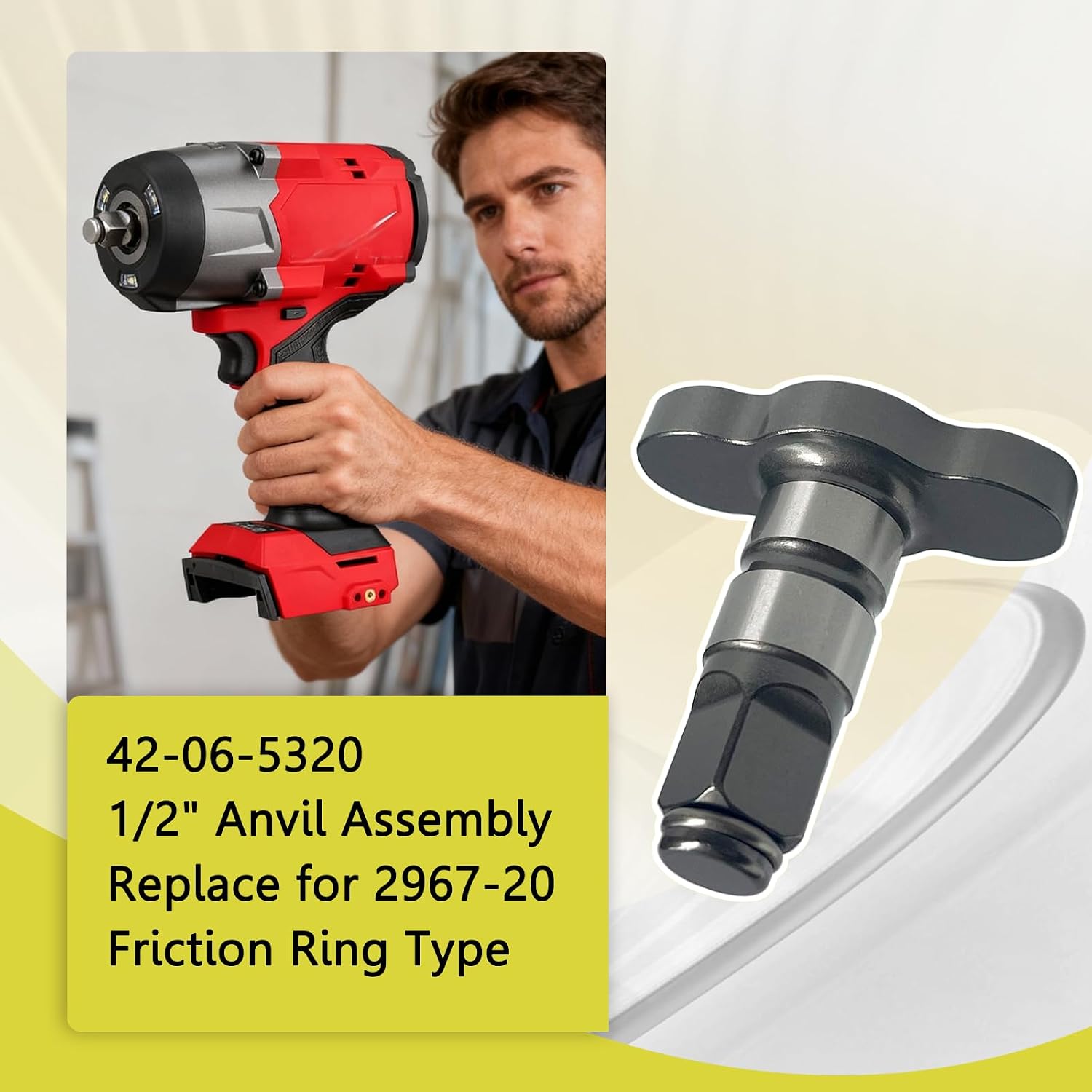 42-06-5320 1/2" Anvil Assembly Fit for 2967-20 Friction Ring Type Durable New Replacement Part