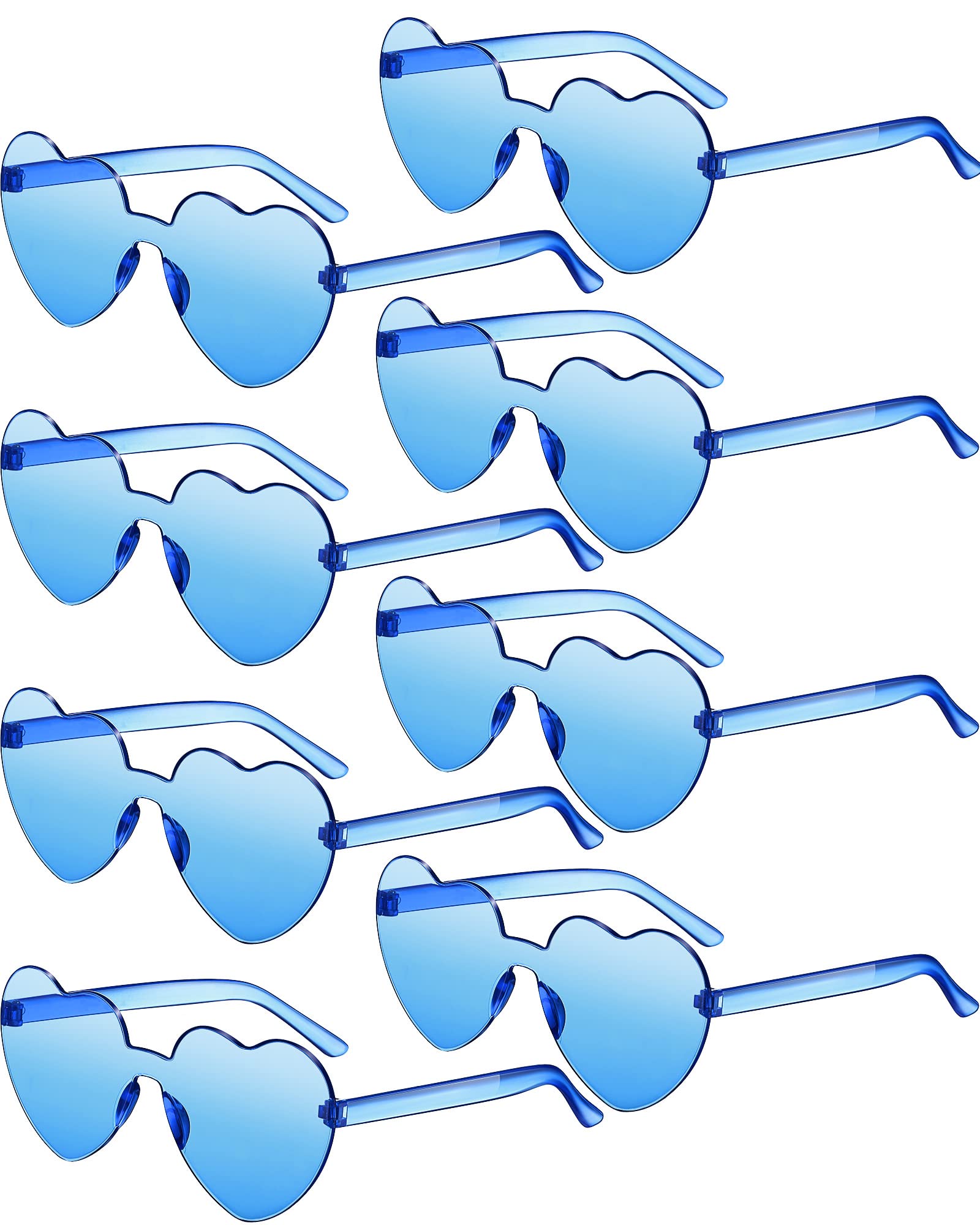Frienda 8 Pairs Heart Shaped Sunglasses for Women Rimless Heart Glasses Candy Color Sunglasses for Party Favor