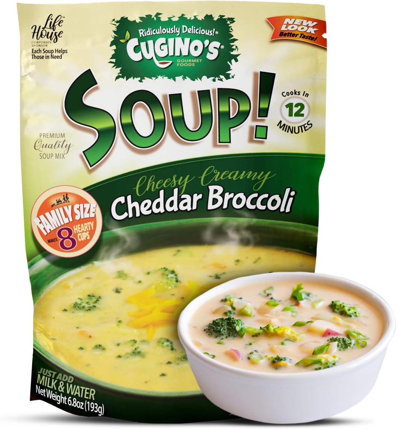 Cugino's Gourmet Foods, Ridiculously Delicious Soups, 8 Cup Creamy Cheddar Broccoli Soup, 6.8-Ounce Boxes (Pack of 6)
