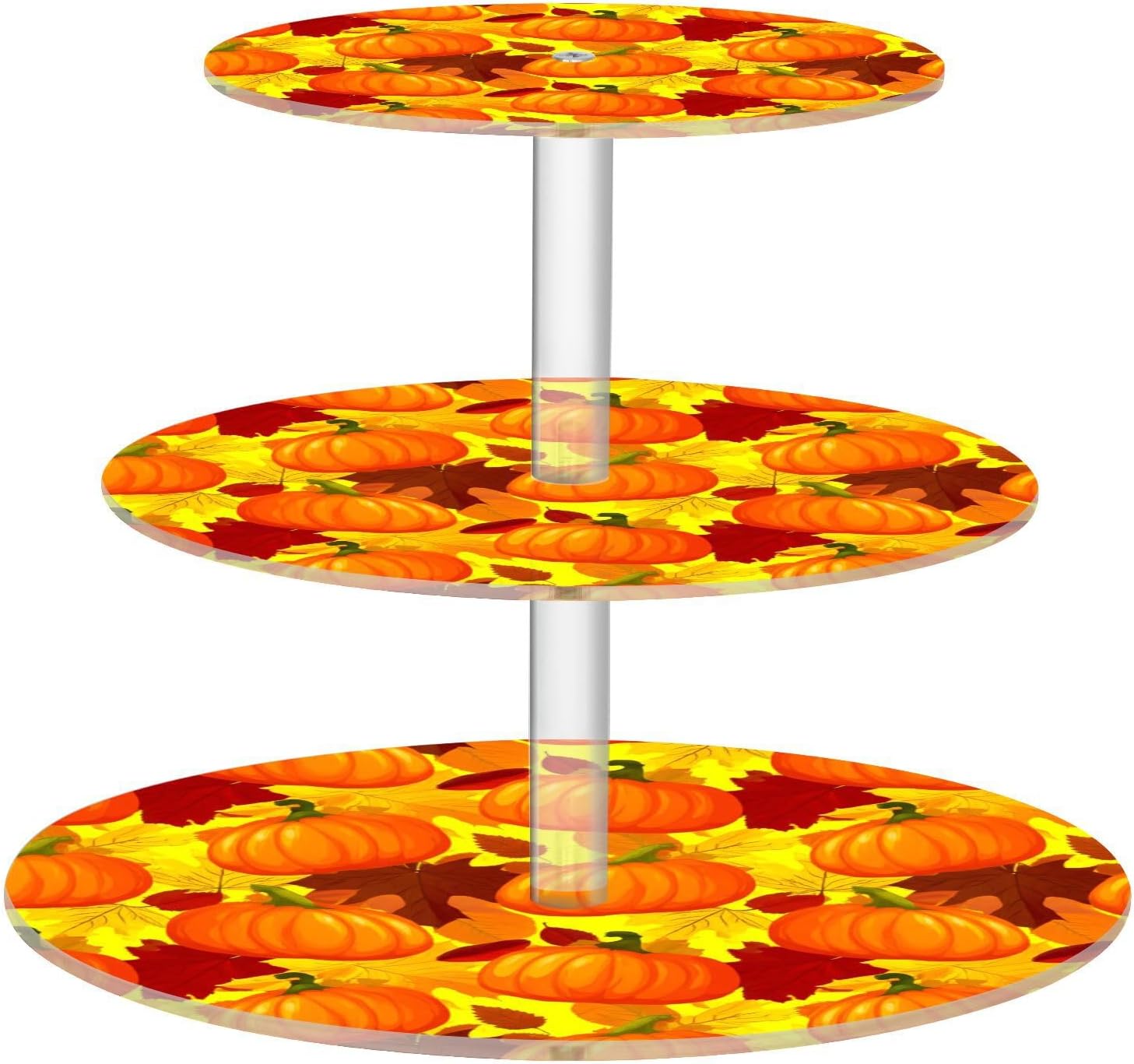 Autumn Fall Pumpkin Maple Leaves Thanksgiving 3 Tier Acrylic Cupcake Stand, Cupcake Stand for 34 Cupcakes for Weddings,Christmas,Holidays,Parties,Birthday,Printed Cupcake Tower 23301091