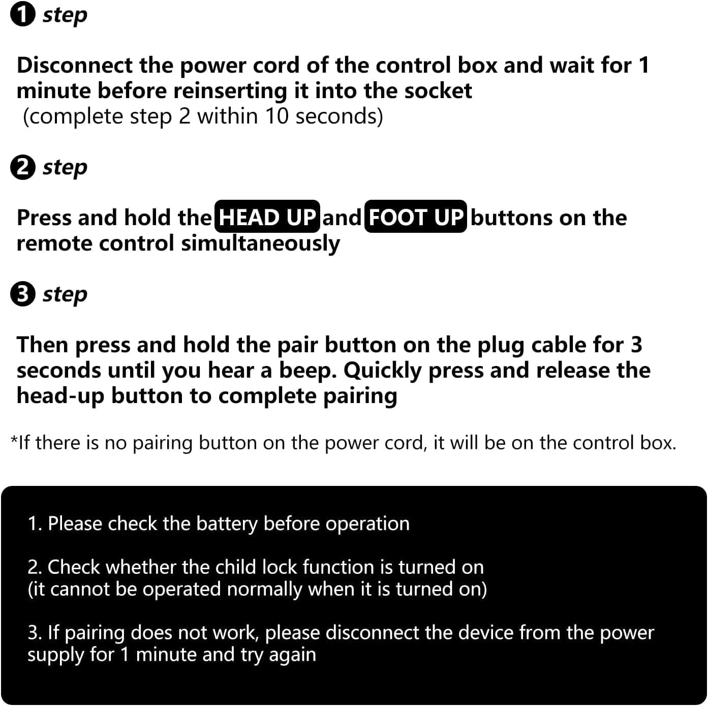 RETROSUN Replacement Remote Control Compatible with Naomi Home Idealbase Adjustable Bed Base Frame 89607 85307 96807 85587W 77793 77705 77794 - Please Pair Before Use