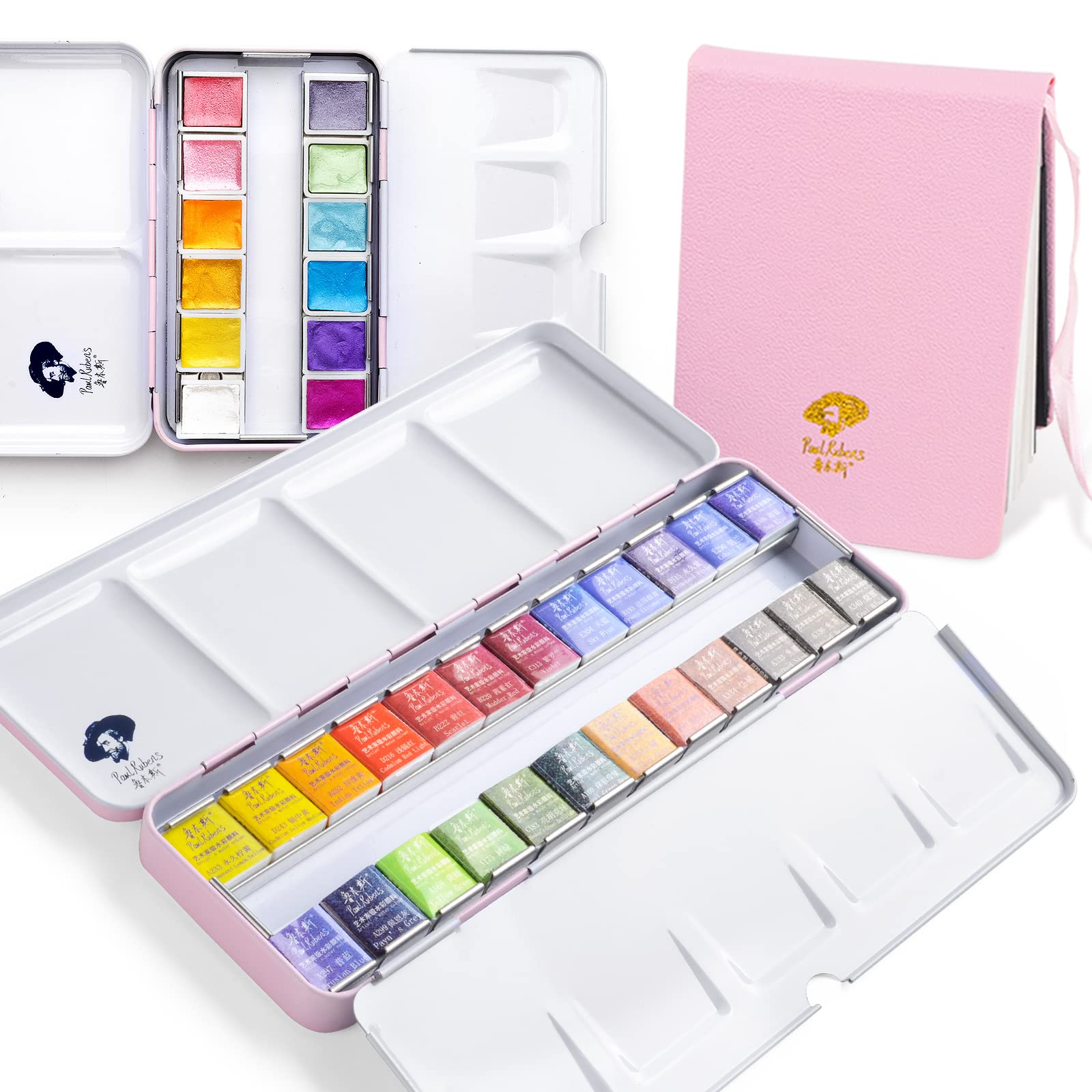 Paul Rubens Set De Acuarelas De Viaje – 12 Colores De Calidad Artística Con Bloc De 24 Hojas De Algodón 300 G/m² | Efecto Brillante Y Acabado En Caliente