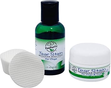 PawPurity Tear Stain Remover Starter Kit for Dogs | Includes Tear Stain Remover Solution 2 oz, Powder .5oz and 30 Application Pads | 100% Natural | Removal Takes About 7-10 Days 30-45 day supply