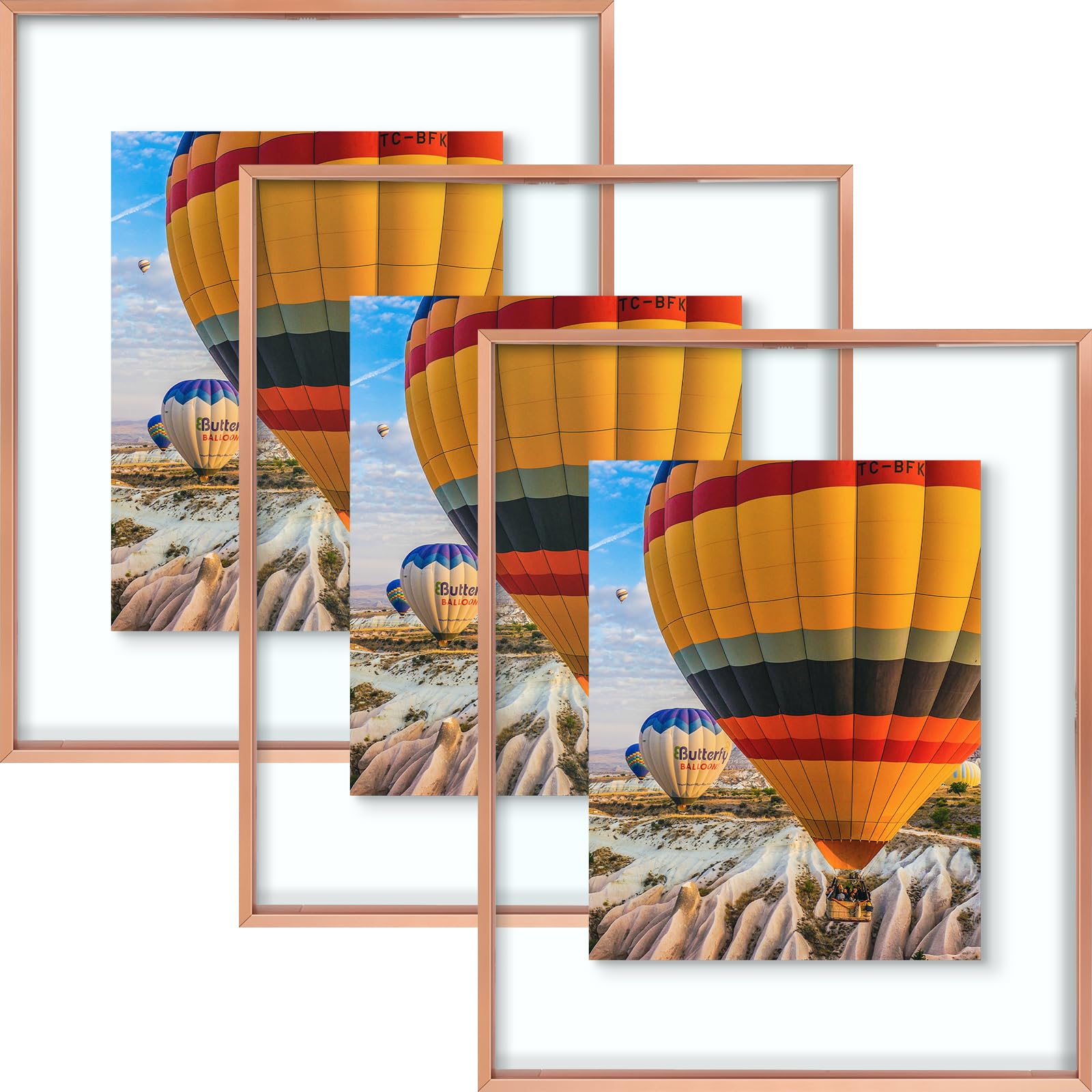 Cadres photo flottants en aluminium rose gold 40x50 cm de table ou mur