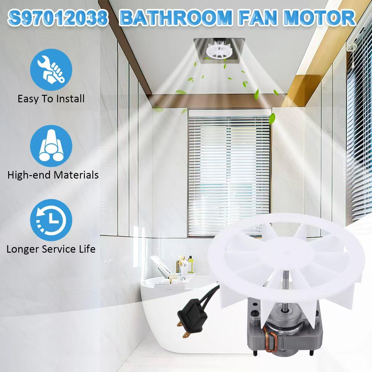 S97012038 Bathroom Exhaust Fan Motor Replacement Kit - Fits Broan 659 662 663, 50CFM 120V with Blower Wheel