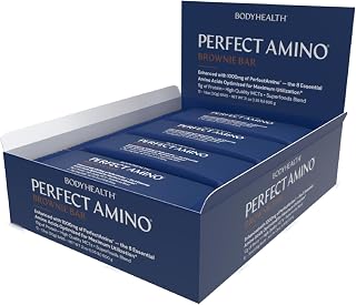 BodyHealth PerfectAmino Bar – Protein Energy Snack with 10g Protein, Plant-Based MCTs, Superfood Blend, Non-GMO, Gluten, Dairy & Soy Free (Brownie, 12 Pack)