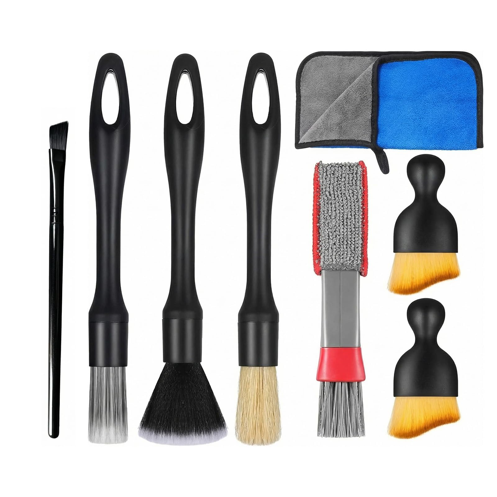 XiDeShop Set de 7 Cepillos de Limpieza para Autos - Kit de Detallado para Llantas, Interiores de Vehículos, Ventilaciones, con Toalla de Microfibra Ultra Absorbente para un Cuidado Completo — view 7
