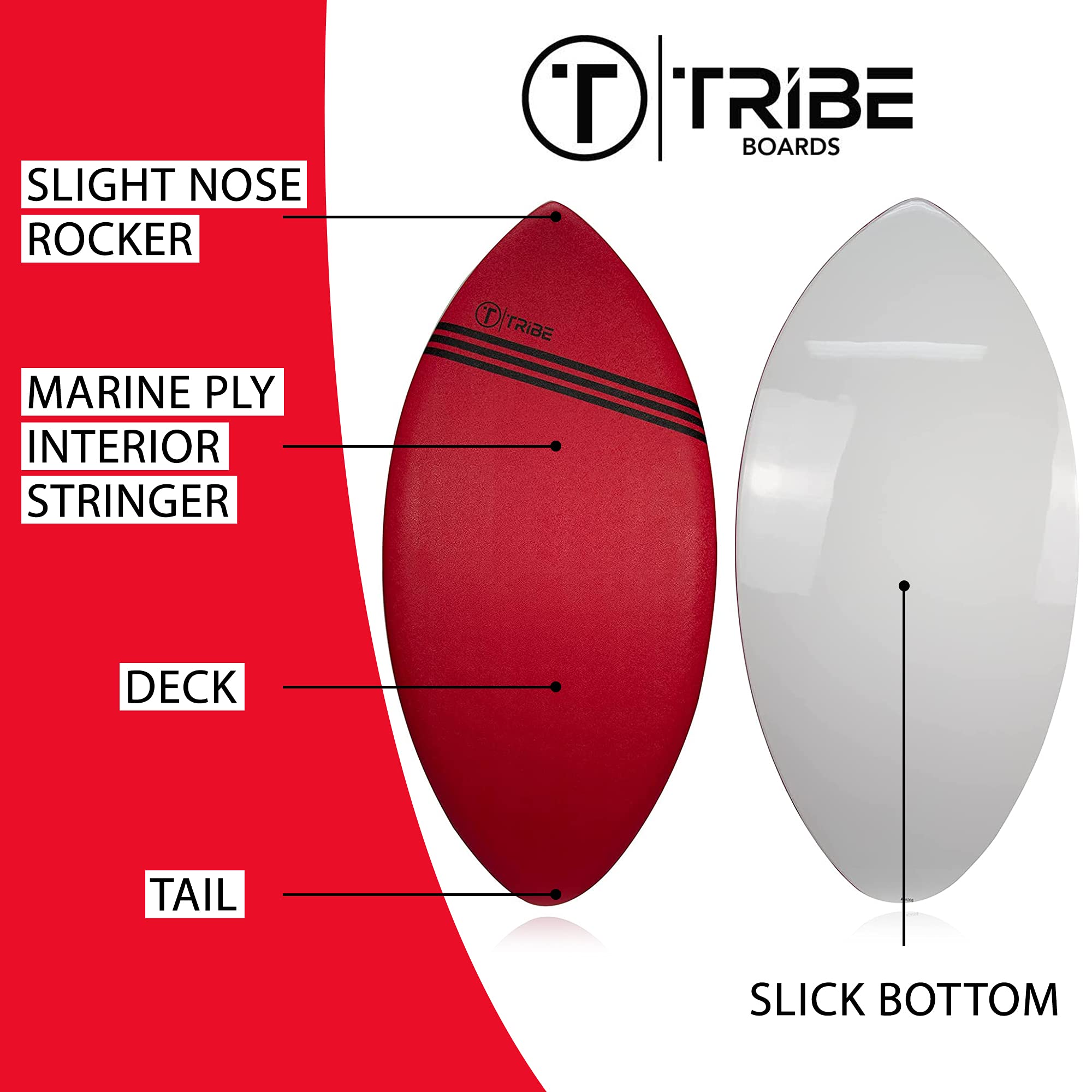 Amazon | Tribe Boards スキムボード 45インチ レッド/ホワイト
