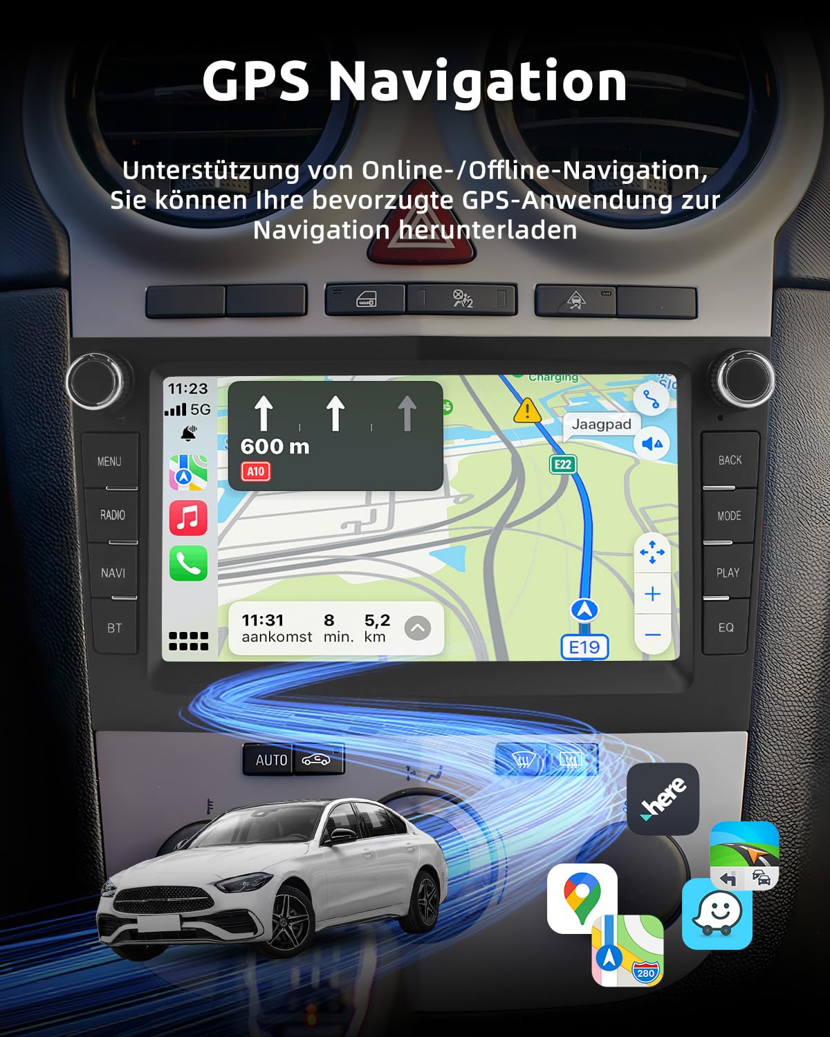 ESSGOO 6+128G Wireless Autoradio Android 15 mit Carplay und Android Auto Für Opel Astra H Corsa C/D Vectra C Zafira 7 Zoll IPS Touchscreen Bluetooth FM RDS GPS Schwarz