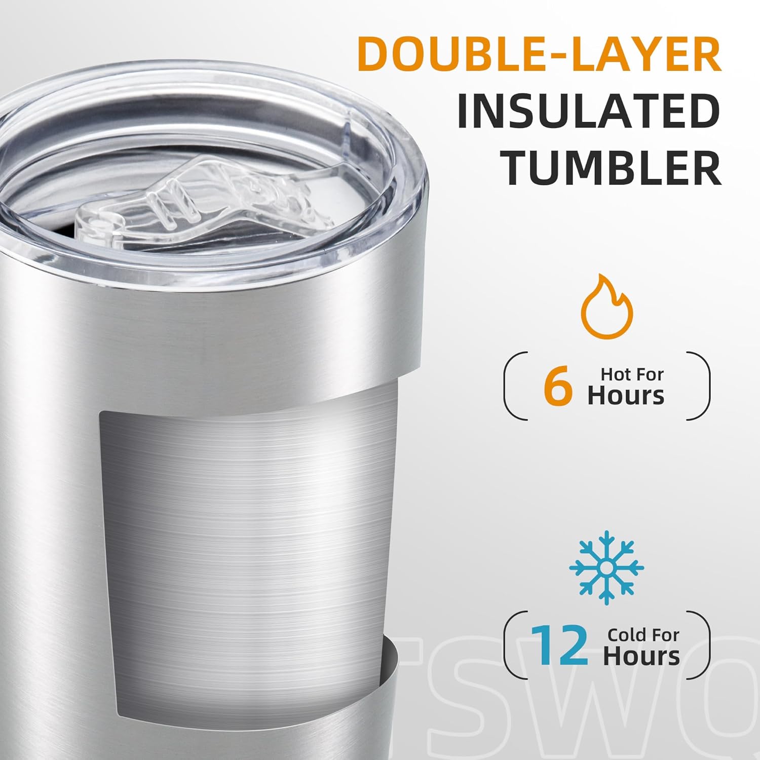 20 oz Tumbler Bulk with Lid Stainless Steel Insulated Tumblers Double Wall Vacuum Coffee Mug Powder Coated Tumbler Cups for Cold and Hot Drinks, Stainless Steel, 6 pack - Image 2