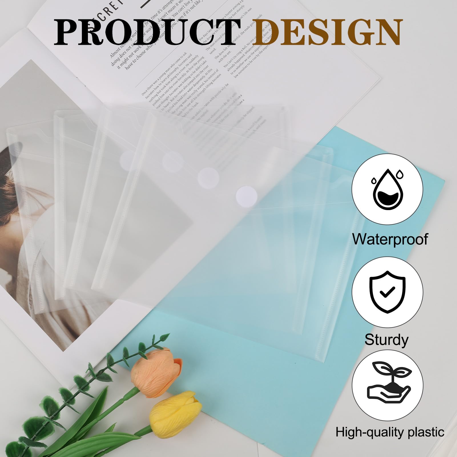 Sosayet Pochette Porte-Docuent A4, Lot De 30 Plastiques Transparentes