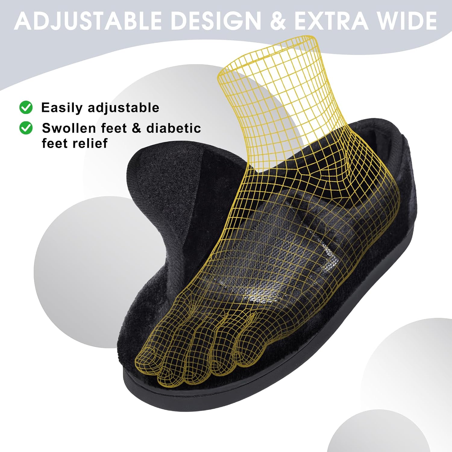Git-up Women Soft wide Slippers Memory Foam Closed Toed Diabetic Arthritis Edema House Slippers