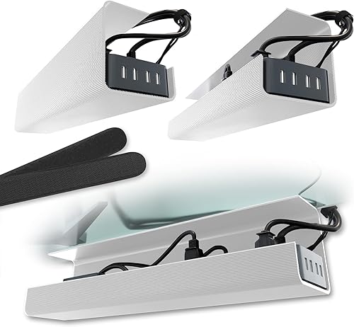 Bandeja de organización de cables para debajo del escritorio, instalación autoadhesiva, gestión de cables, bandeja de cables, organizador de cables