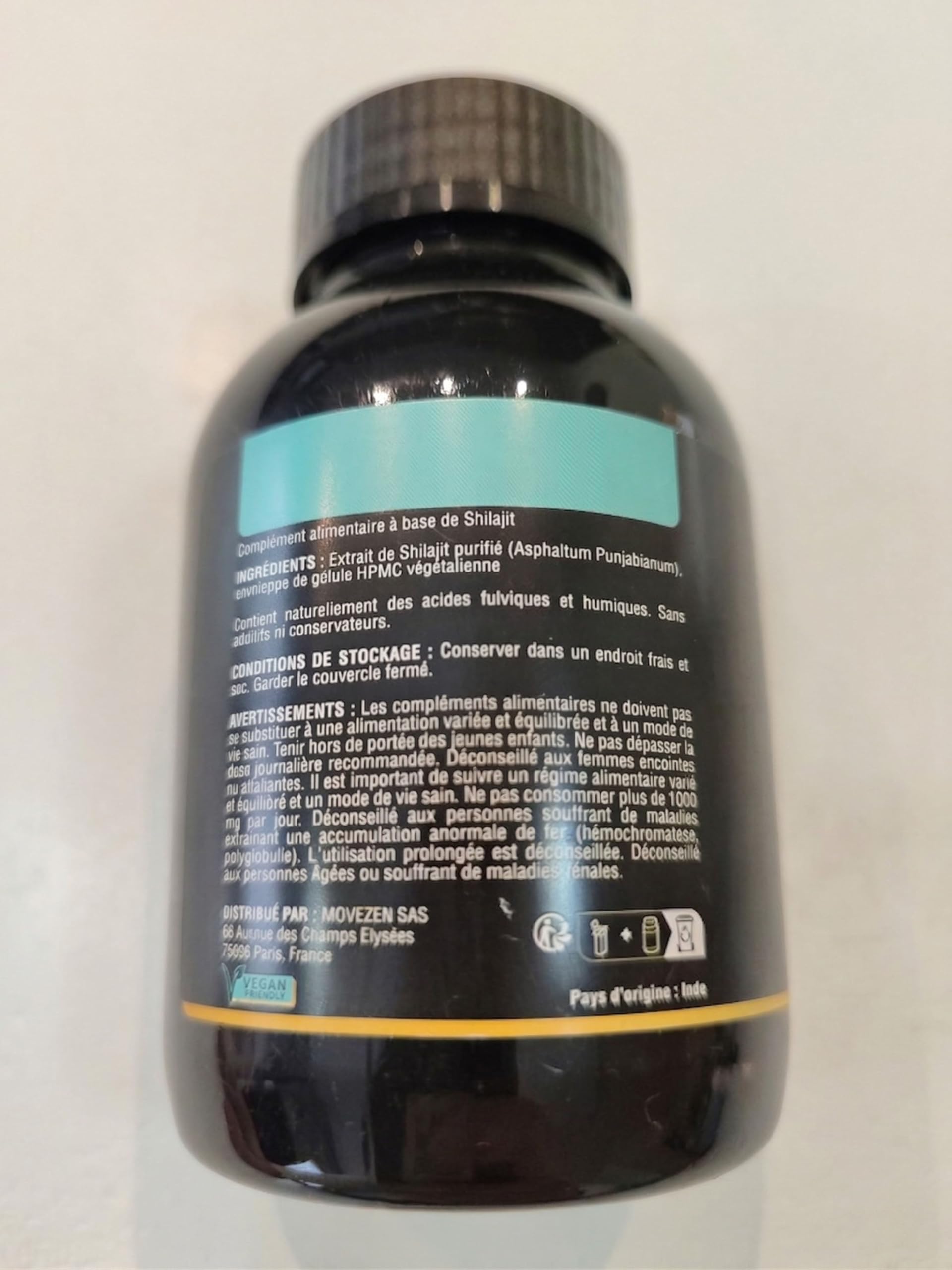 Shilajit+ Cápsulas Movezen, Himalaya, 120 Cápsulas Veganas, Sin Sabor, 1000 mg por Dosis, ≥75% Ácido Fúlvico, 85 Minerales, Hasta 120 Días, Analizado por Eurofins, Calidad Europea (Mumijo)