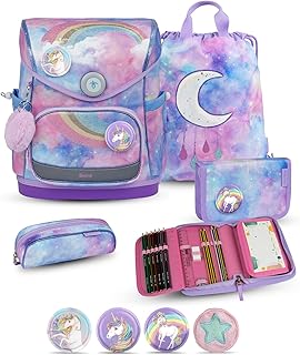 Belmil Premium Compact Plus ergonomisches Schulranzen Set 5 - teilig, AGR, Brustgurt, HĂŒftgurt, Magnetverschluss (405-41/P/S) - Super Angebot
