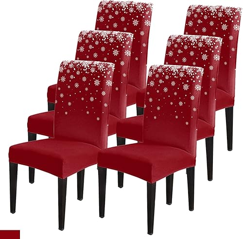 Miniatura 8 de Funda para silla de comedor, diseño de copos de nieve, color azul, para bebé, fundas para sillas de cocina, desmontables, fundas para sillas de