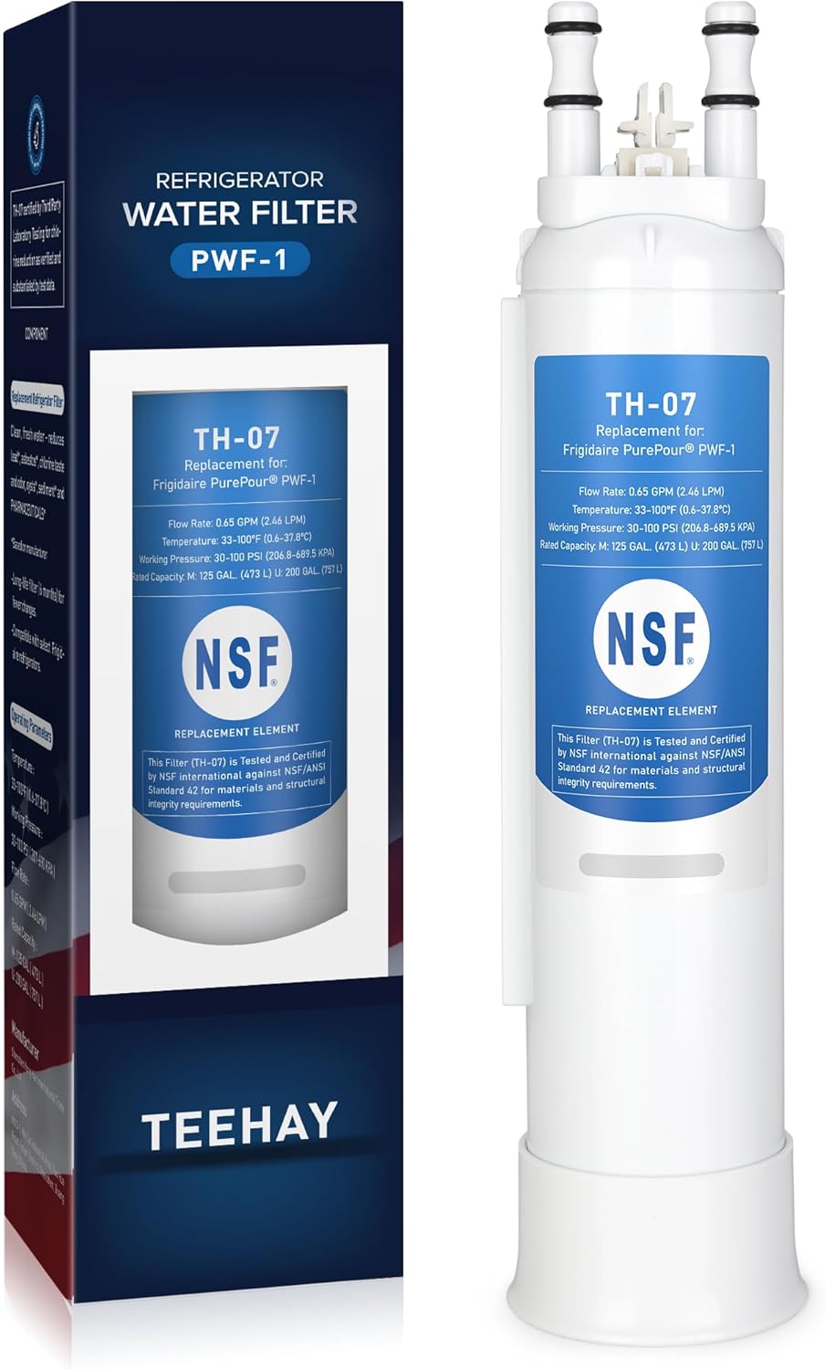 FPPWFU01 PurePour PWF-1 Water Filter Replacement, Compatible with Frigidaire Refrigerator FRSS2623AB, FRSS2623AD, FRSS2623AS, FRSS2623AW, FRSS26L3AF, GRFS2853AD, GRFS2853AF, GRSS2652AD, 1 Pack
