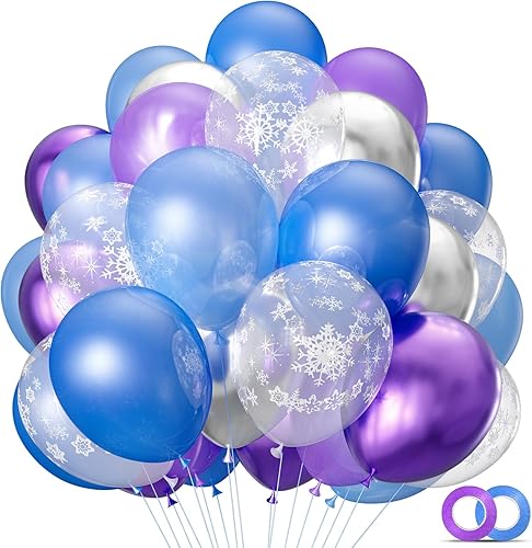 Miniatura 78 de 68 globos de color rosa y morado de 12 pulgadas, globos de látex metálicos morados y rosados, globos de confeti con cintas, globos de fiesta