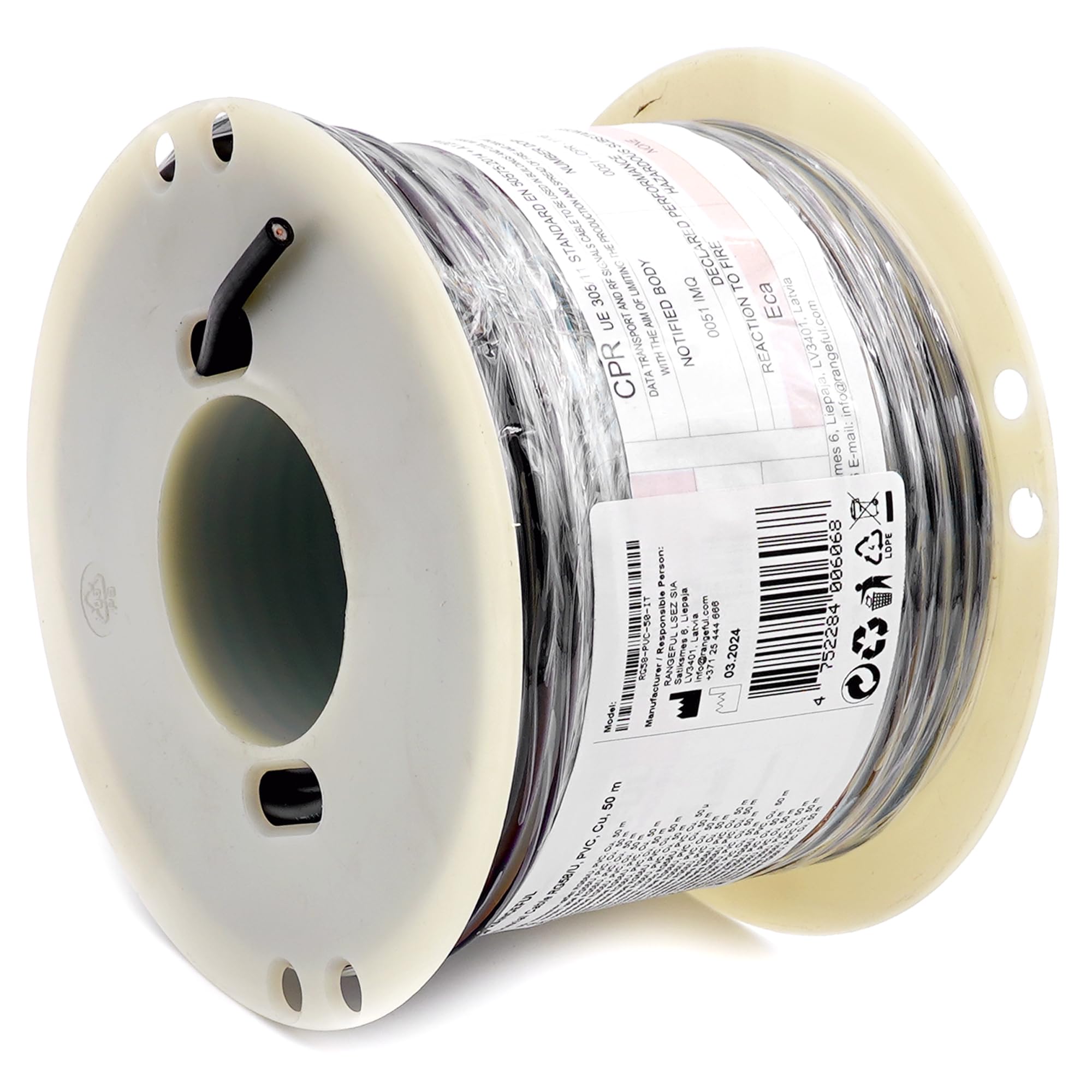 RG58 Cable coaxial 50 Metros — Baja pérdida 50 ohmios RF coaxial de extensión — Compatible con Conectores N SMA BNC TNC UHF PL259 — para WiFi Router Móvil CB Radio Modem — Fabricado en Italia