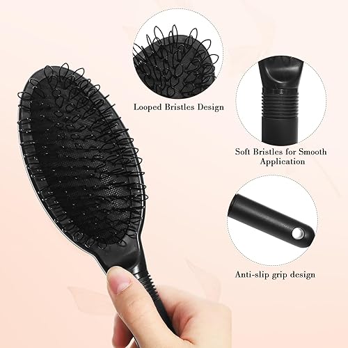 Miniatura 3 de obeoby Juego de 3 peines de cepillo para peluca, cepillo para peluca, extensión de cabello de dientes anchos y peines de borde para pelucas humanas