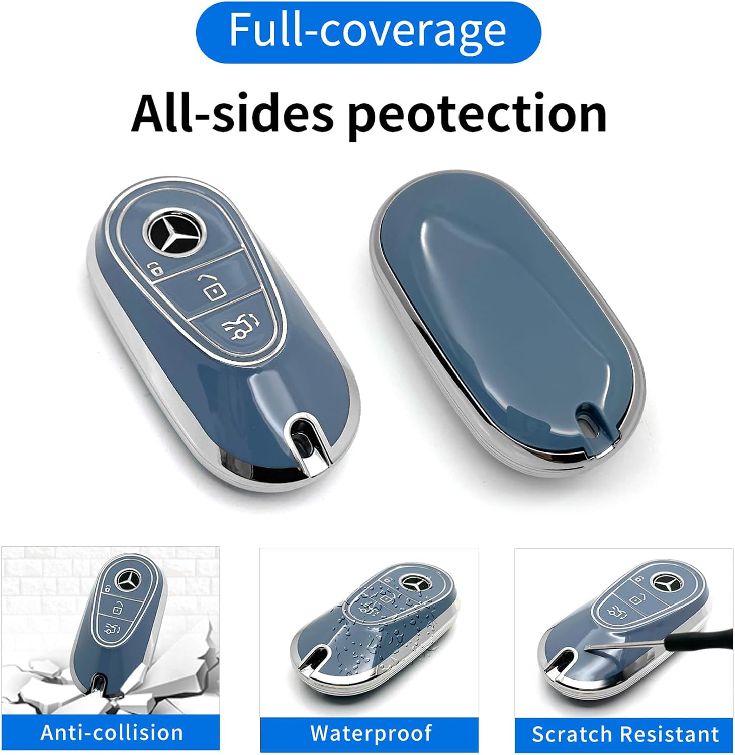 For Mercedes Benz Key Cover Shell accessories (Blue Key Case) image 4