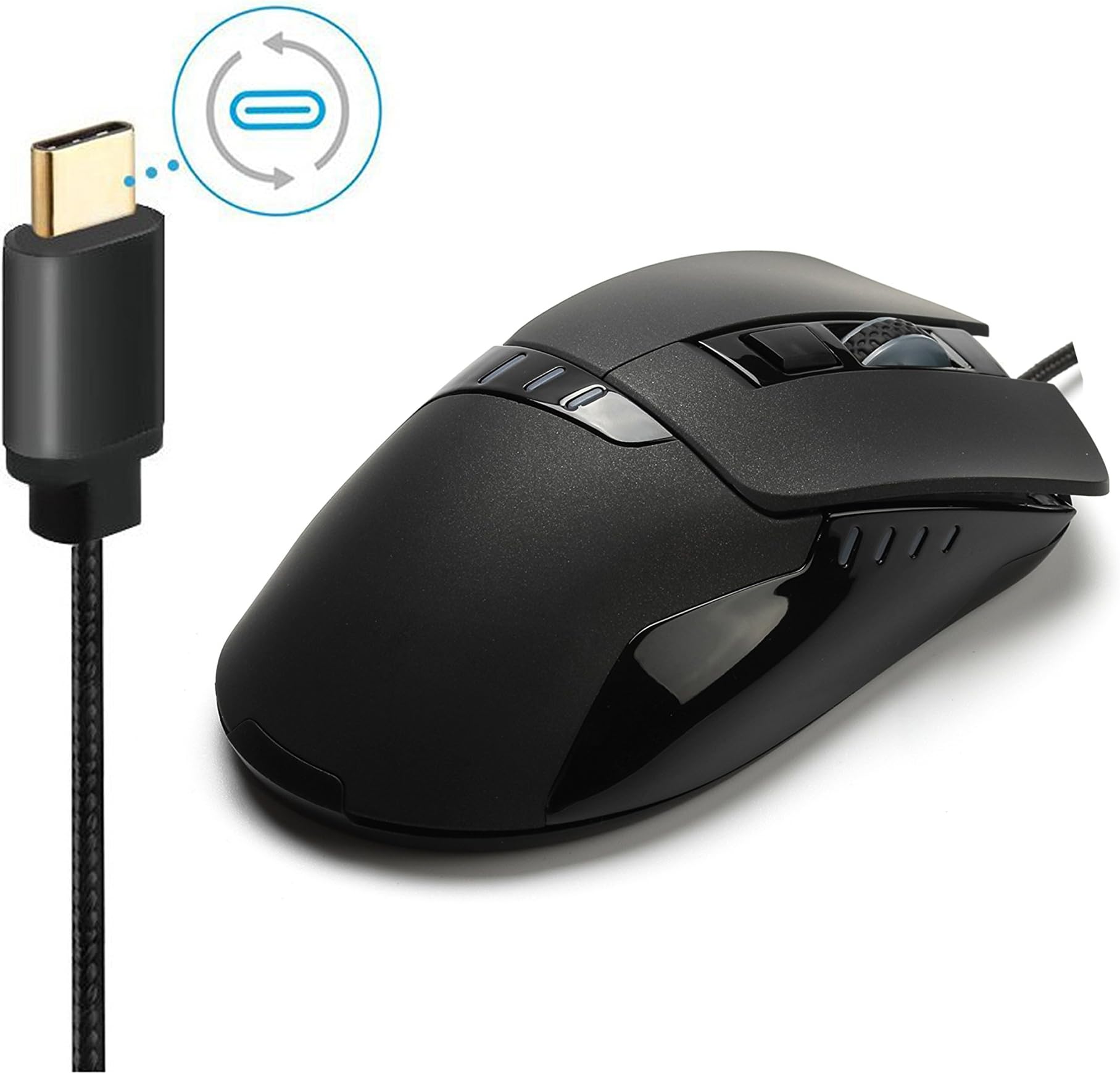 USB C Mouse for Macbook Pro Macbook Mouse Wired Gaming Mouse Ergonomic Optical Mice Portable Mobile Mice USB Type C Mouse for Google Chromebook Compatible with All USB C Devices - black