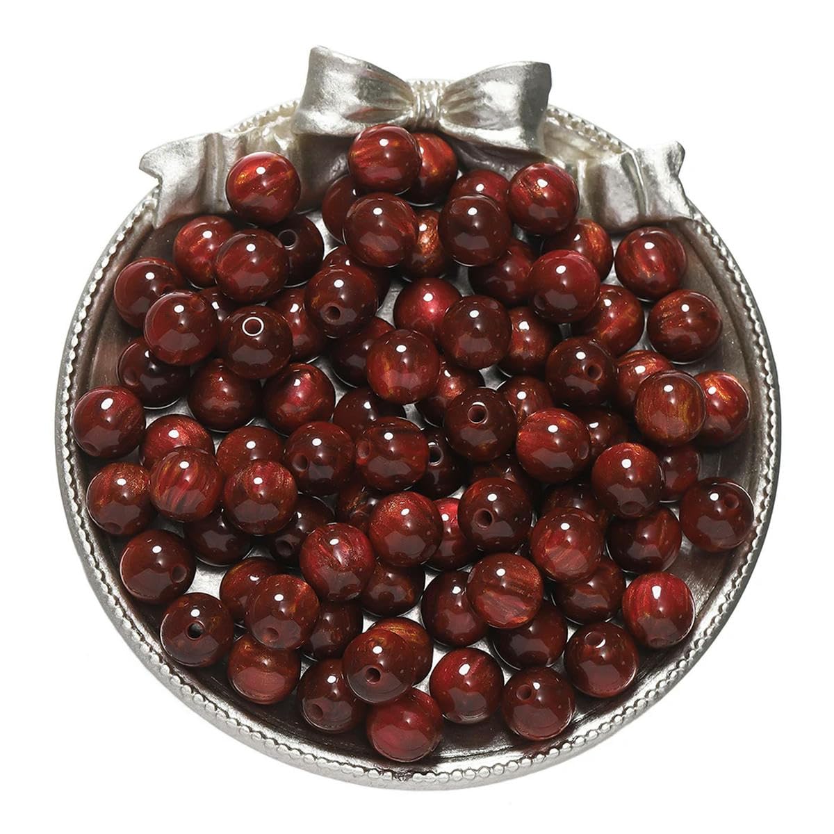 HUIOYG 20-50pcs Glitter Round Resin Bead Beads for DIY Necklace Bracelet Jewelry