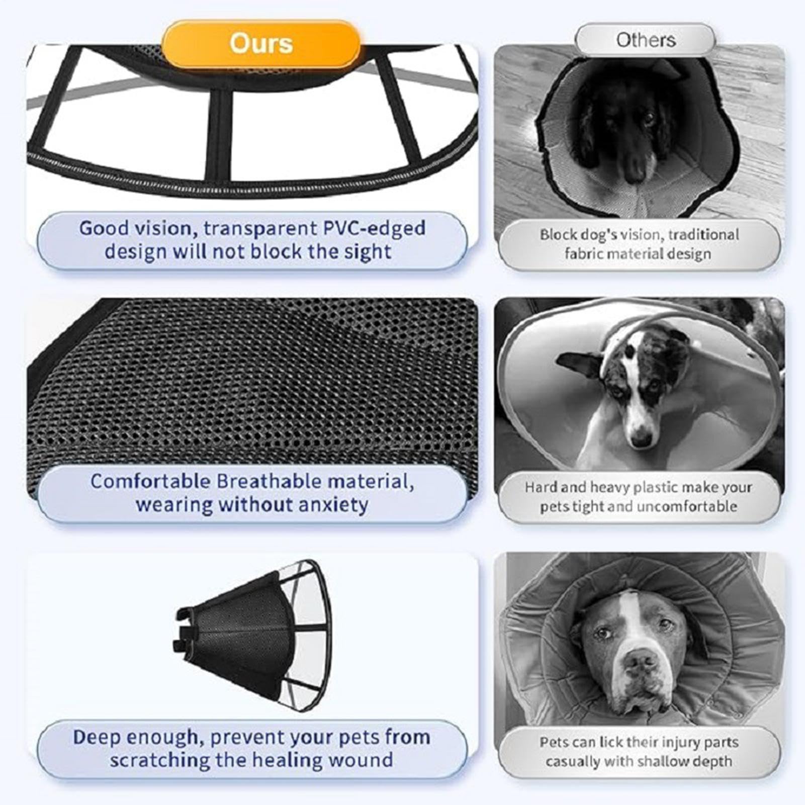 Cono per cani | Protezione regolabile anti-leccare | Cono traspirante per animali domestici | per la cura del gatto, protezione delle ferite e del collo