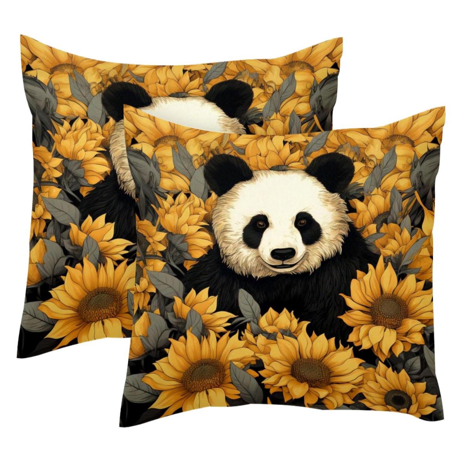 Housse de coussin motif panda taie oreiller velours 50x50