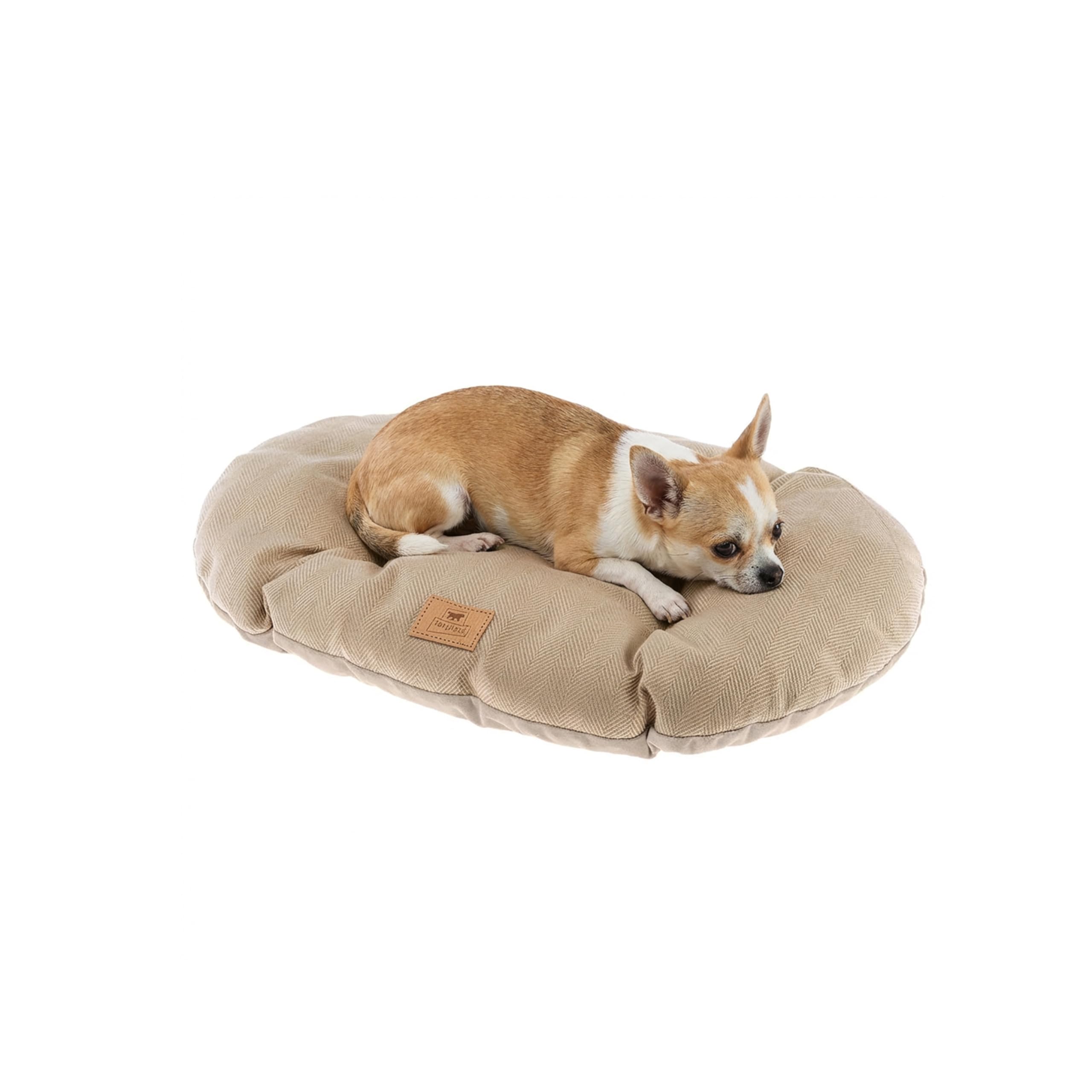 Ferplast Cat And Dog Cushion Stuart 45/2, Double-Sided, Tweed And Soft Velvet, Washable, Beige, XS