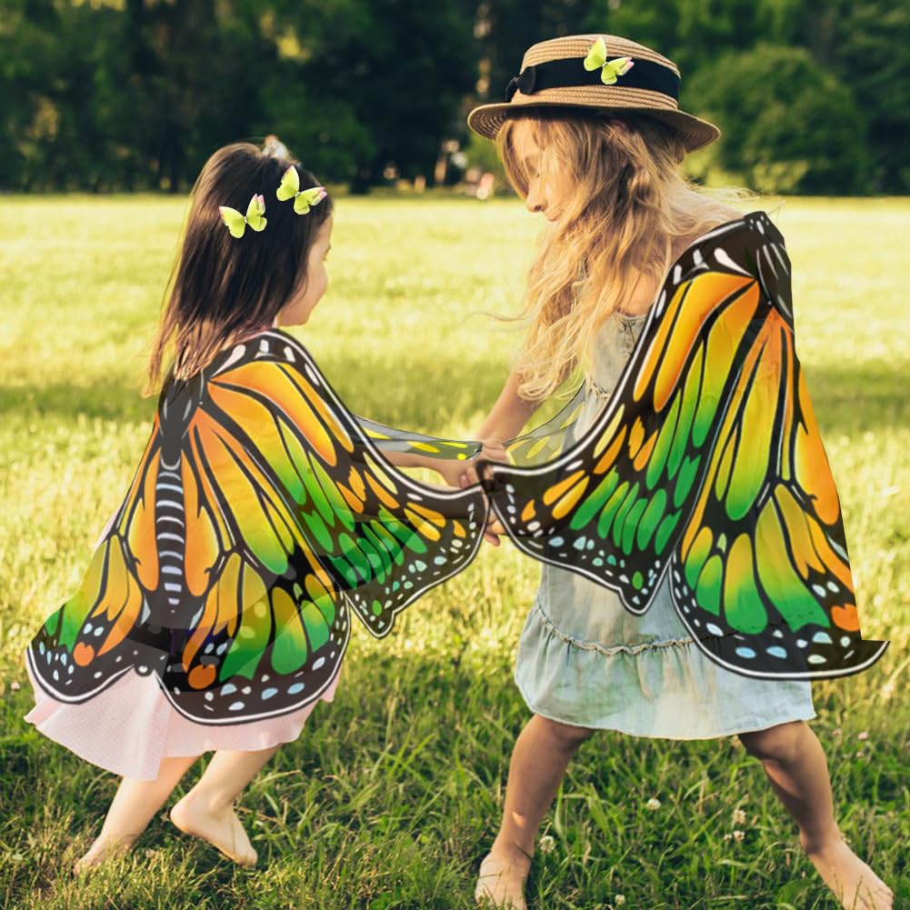 Kostium Motyl Dziewczynka, 3 Sztuk Motyl Peleryna Dziewczyna Skrzydła Motyle Dziewczyny Kostium Motyla Z Widelcami Motyli, Odpowiedni dla Księżniczki Udawania, Zabawa Impreza