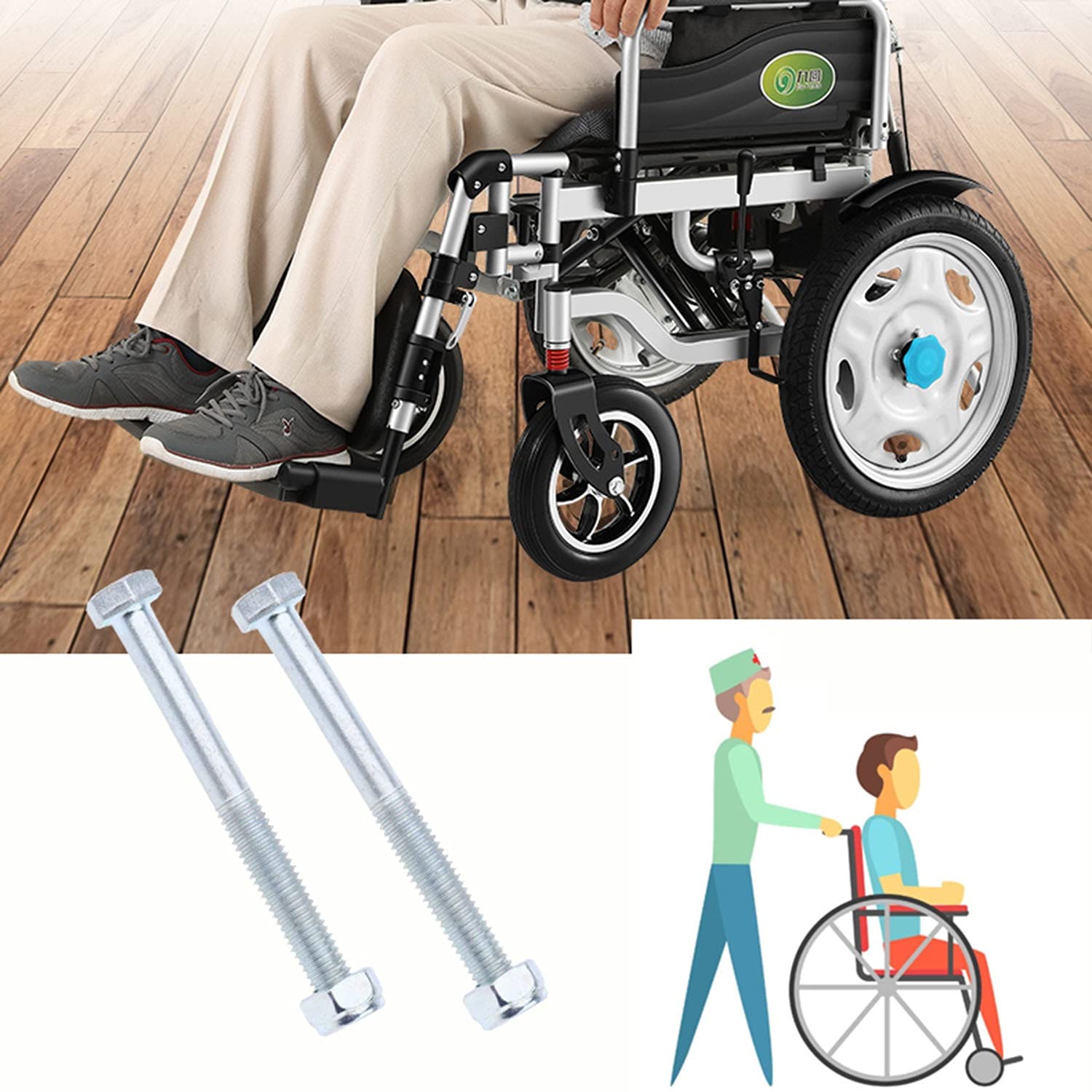 LekLai Koło Zapasowe Do Wózka Inwalidzkiego, Koła Pełne Do Wózka Inwalidzkiego, Otwór Na Jedną Oś Średnica 12 Mm Przednie Koło Wózka Inwalidzkiego 24 Cm, Odporne Na Przebicie Maksymalne Obciążenie 1