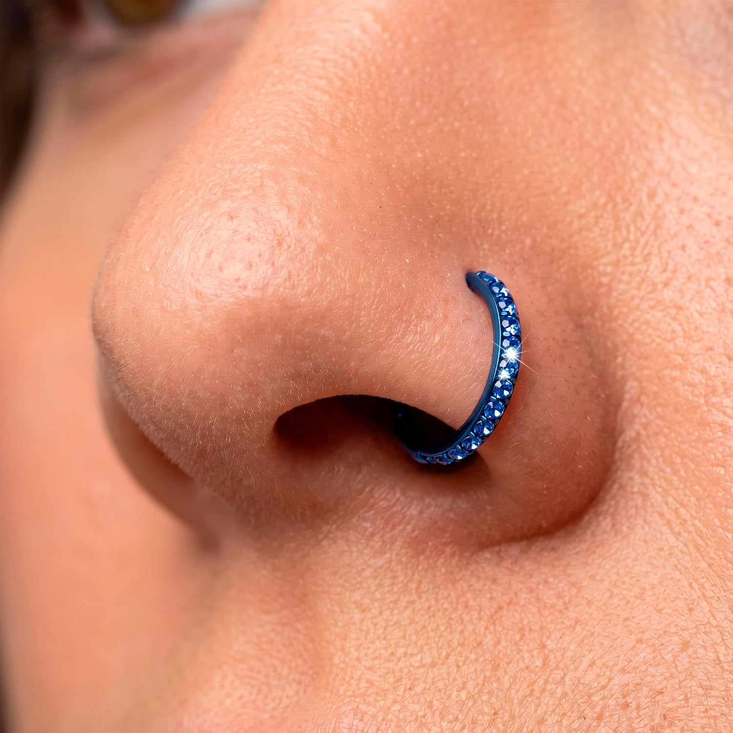 Body Candy Color CZ Micro Gem Implant Grade Titanium Hinged Nose Hoop - 20G Hypoallergenic Nose Piercing Jewelry
