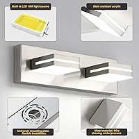 Vista 6 de OKELI 2-Light Bathroom Vanity Light Fixture Brushed Nickel Modern Mirror Front Lamp for Bathroom, Stairs, Hallway Bedside Dimmable Cold White 24W