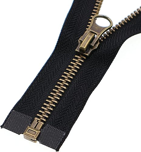 Leekayer 2 cremalleras de metal #5 de 27 pulgadas para chaquetas, abrigos de costura, manualidades, latón antiguo, cremallera separadora de 27