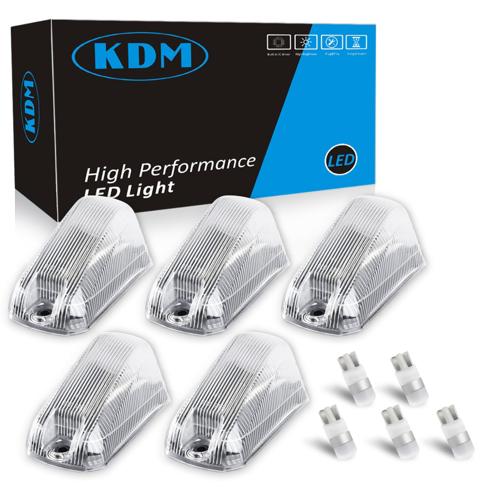KDM Clear Lens Housing with White Led Bulb Cab Roof Top Marker Lights assembly Fit for 2014-2023 Dodge ram ProMaster 1500 1500 2500 3500 Pick up Truck