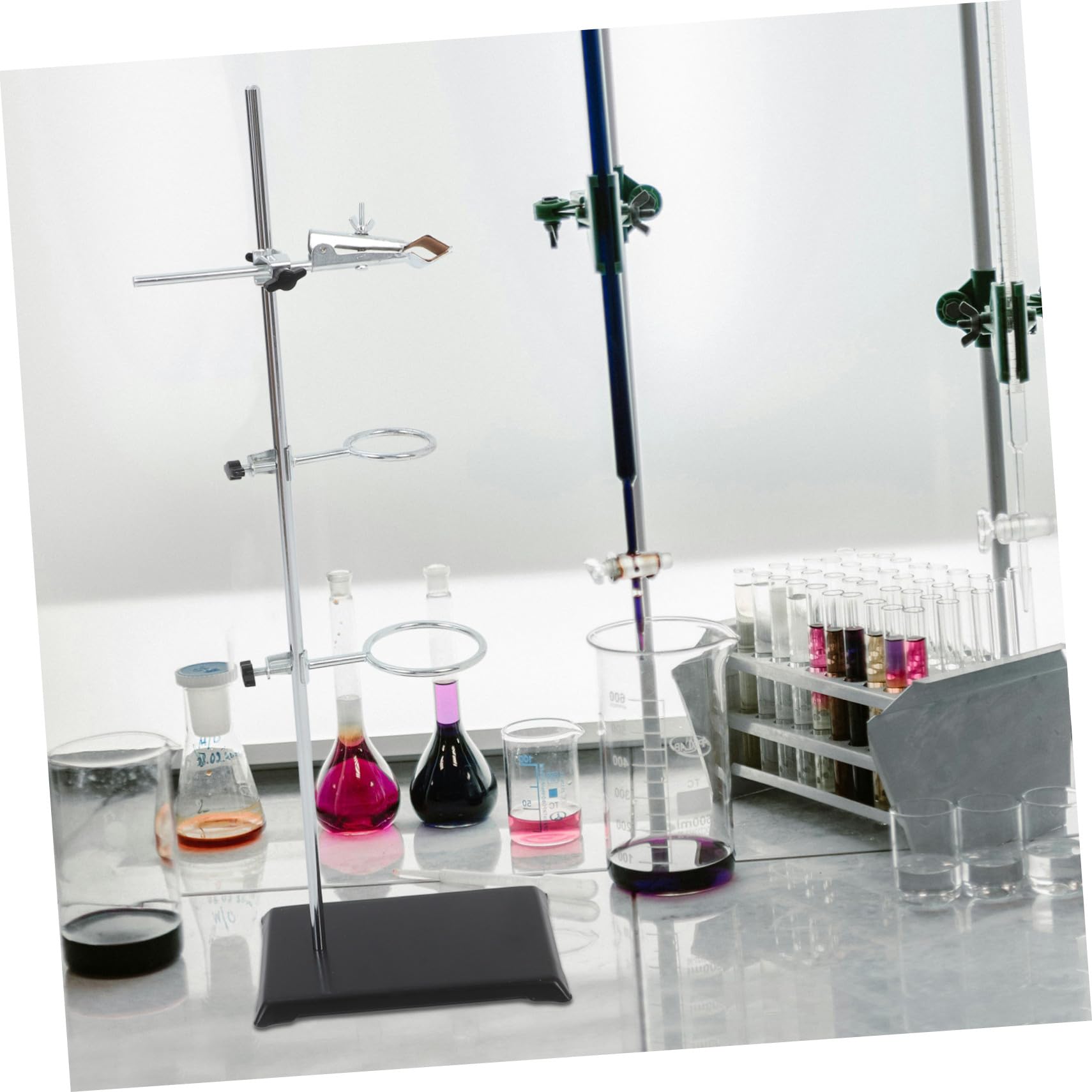 VALICLUD Supporto per Asta da Tavolo Morsetti in Acciaio Inox Portaprovette Supporto per Imbuto Chimico e Morsetti da Laboratorio per Esperimenti