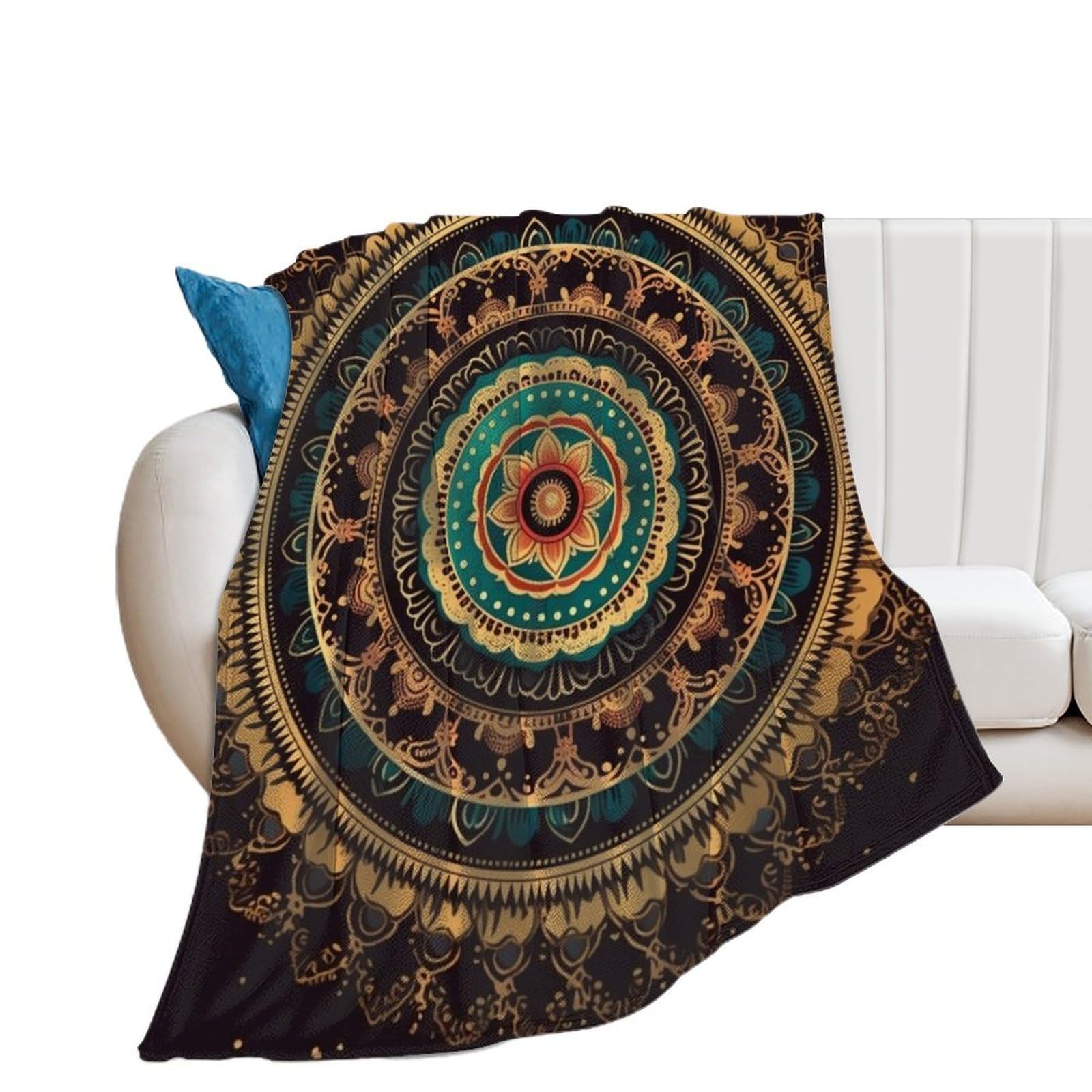Couverture chaude hiver légère jeté de lit imprimé mandala doux