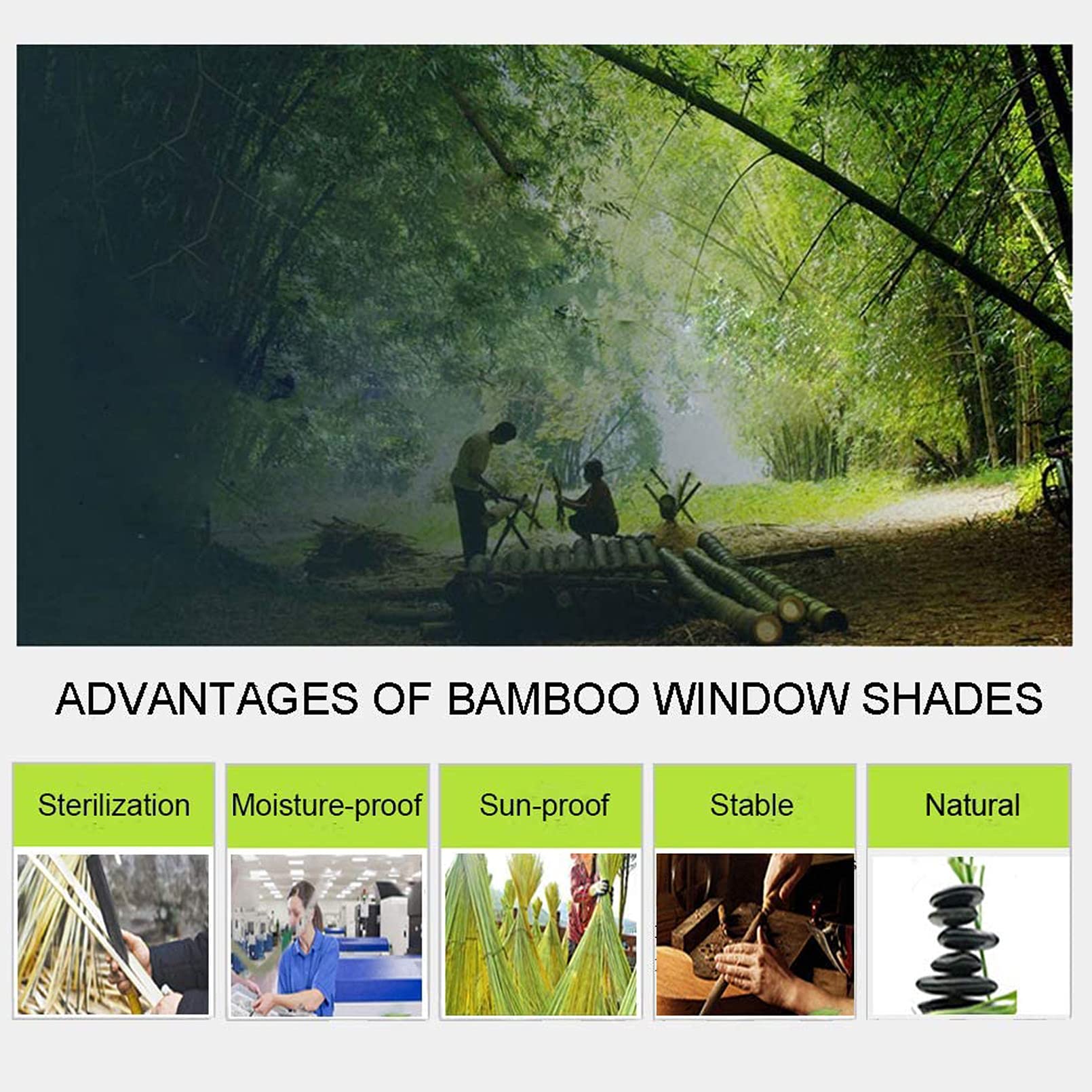 Natuurlijk bamboe rolgordijn 120 x 175 cm - Lichtbruin binnengordijn voor een warme sfeer Natuurlijk bamboe rolgordijn 120 x 175 cm - Lichtbruin binnengordijn voor een warme sfeer