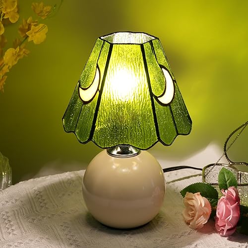 Miniatura 5 de Lámpara de hongo, lámpara de vitral, lámparas Tiffany de luna, pequeñas lámparas de mesita de noche para sala de estar, decoración del hogar, niñas